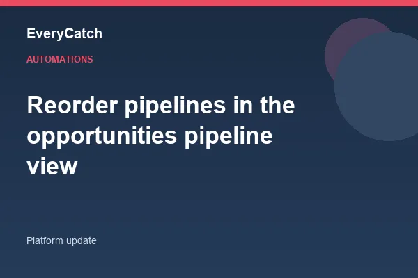 Reorder pipelines in the opportunities pipeline view