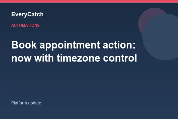 Book appointment action: now with timezone control