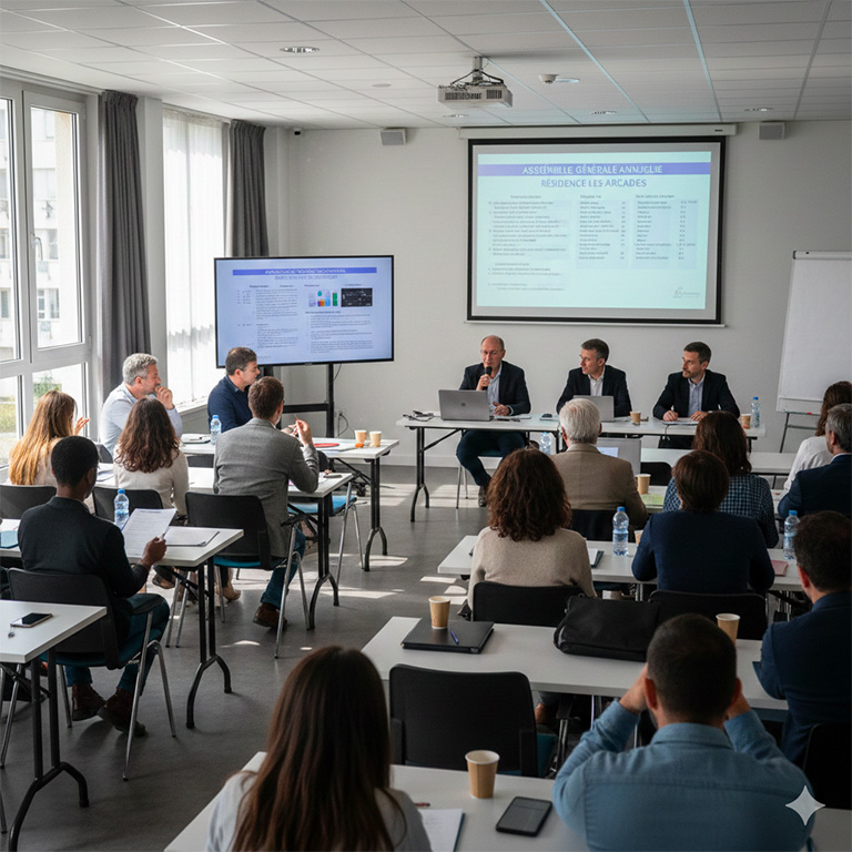 photo d'une assemblée générale de copropriété, 1 des domaines d'expertise du Cabinet Kerboull avocat droit de copropriété