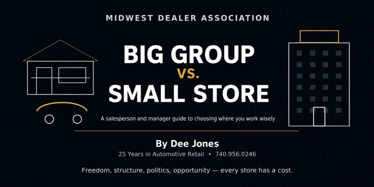 Big Group vs. Small Store: A Salesperson and Manager Guide to Choosing Where You Work Wisely