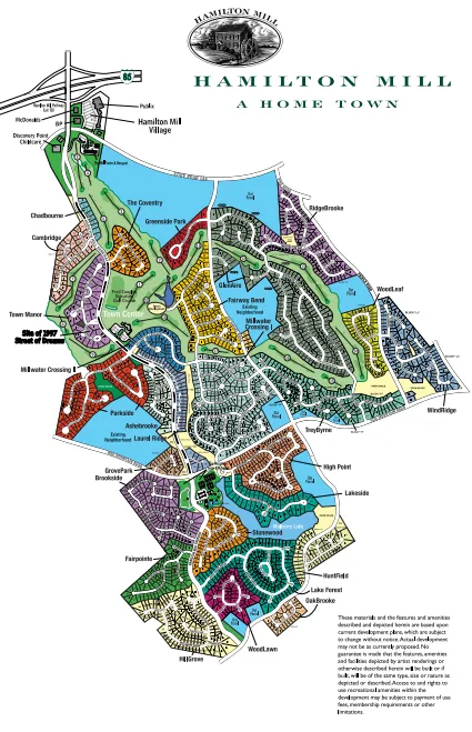 Map of Hamilton Mill Showing all subdivsions