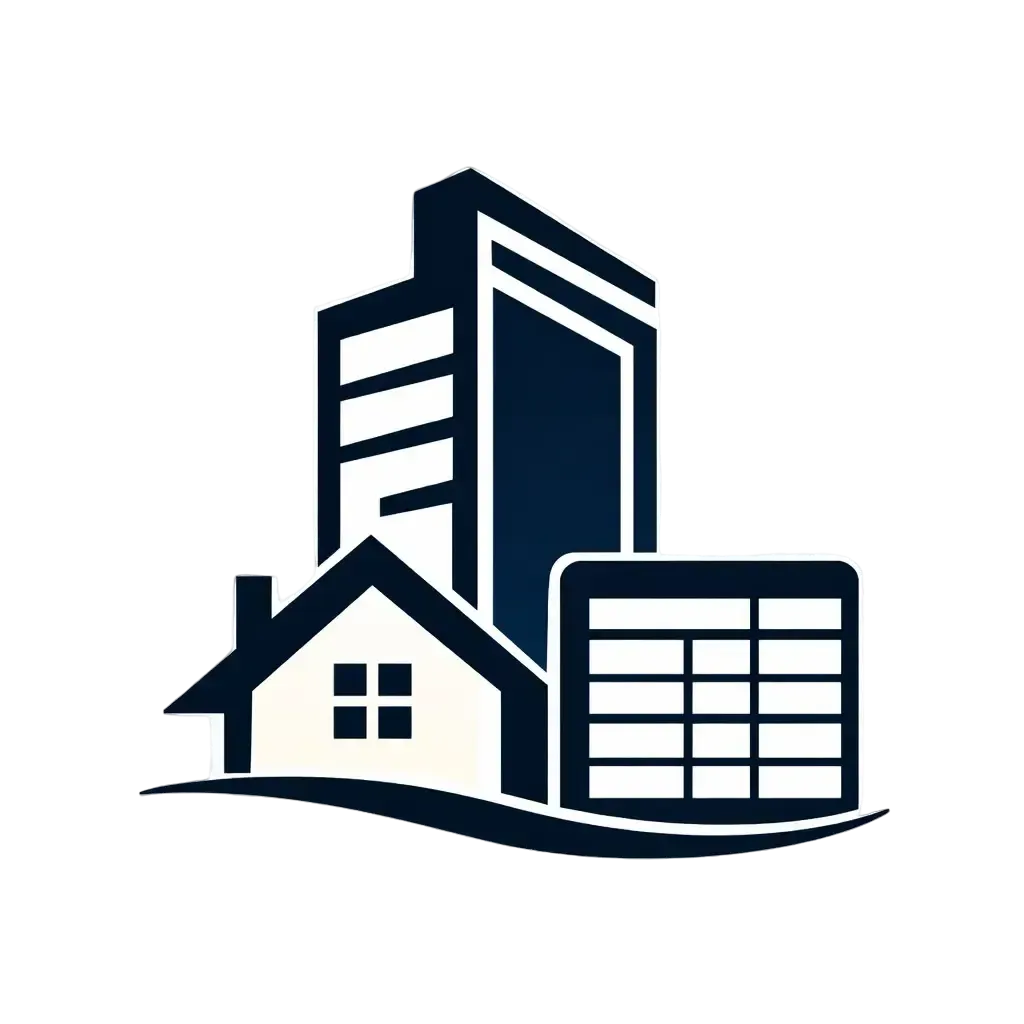 Minimalist navy blue icon representing real estate and property management financial services offered by Ferrara Bookkeeping and Consulting Las Vegas bookkeeper Ina Ferrara for property owners and real estate businesses
