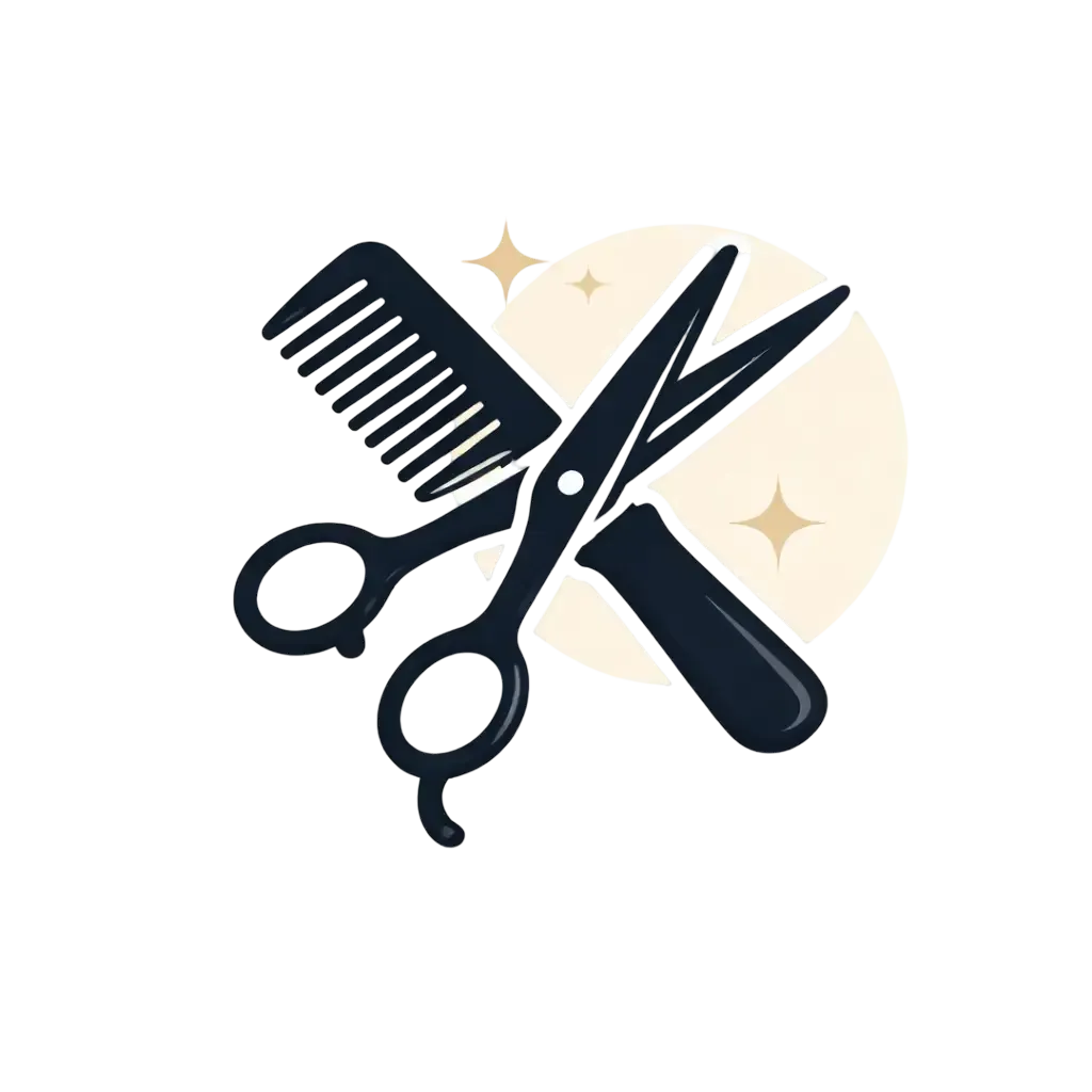 Minimalist navy blue icon representing bookkeeping services for salon and beauty businesses from Ferrara Bookkeeping and Consulting Las Vegas bookkeeper Ina Ferrara