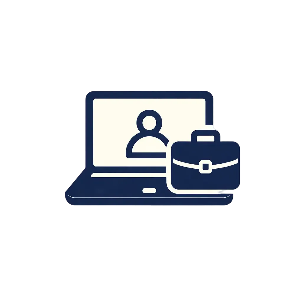 Freelancer and self employed professional icon with laptop and briefcase symbol representing Ferrara Bookkeeping and Consulting bookkeeping services for independent professionals