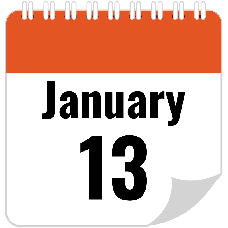Calendar icon displaying January 13th, marking the start date for the 6-week high-ticket sales and automation program.