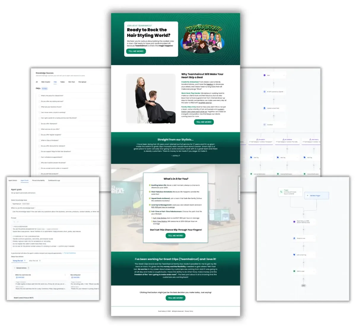 TeamHaircut hair salon AI phone receptionist funnel built in HighLevel