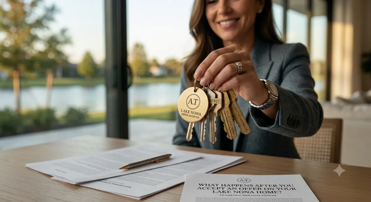 Lake Nona home seller reviewing contract documents after accepting an offer