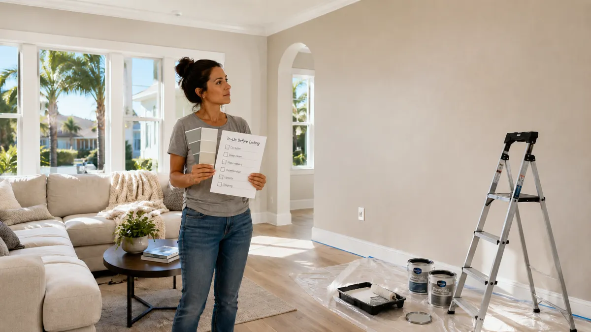 Fresh neutral paint on Lake Nona home interior preparing it for sale