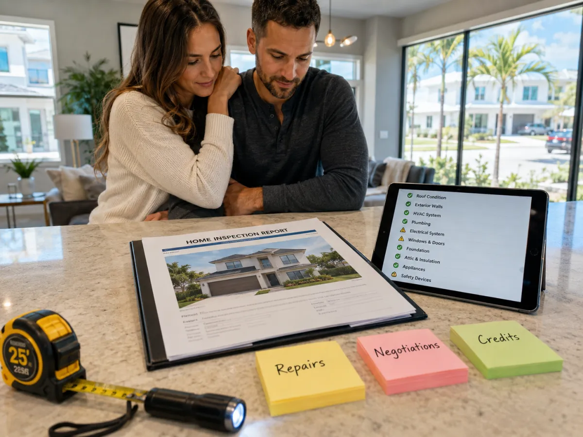 Home inspector reviewing a Lake Nona property during the inspection period
