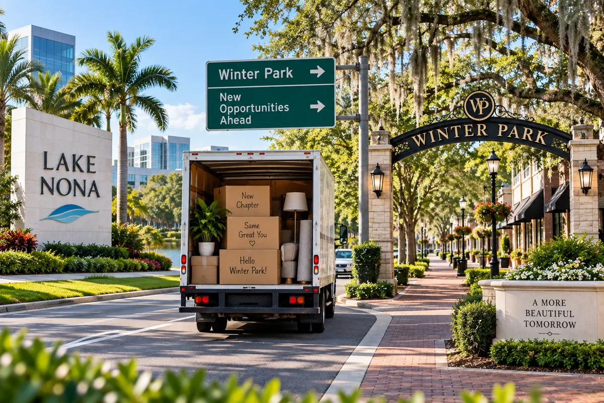 Lake Nona community trail compared to Winter Park Park Avenue lifestyle