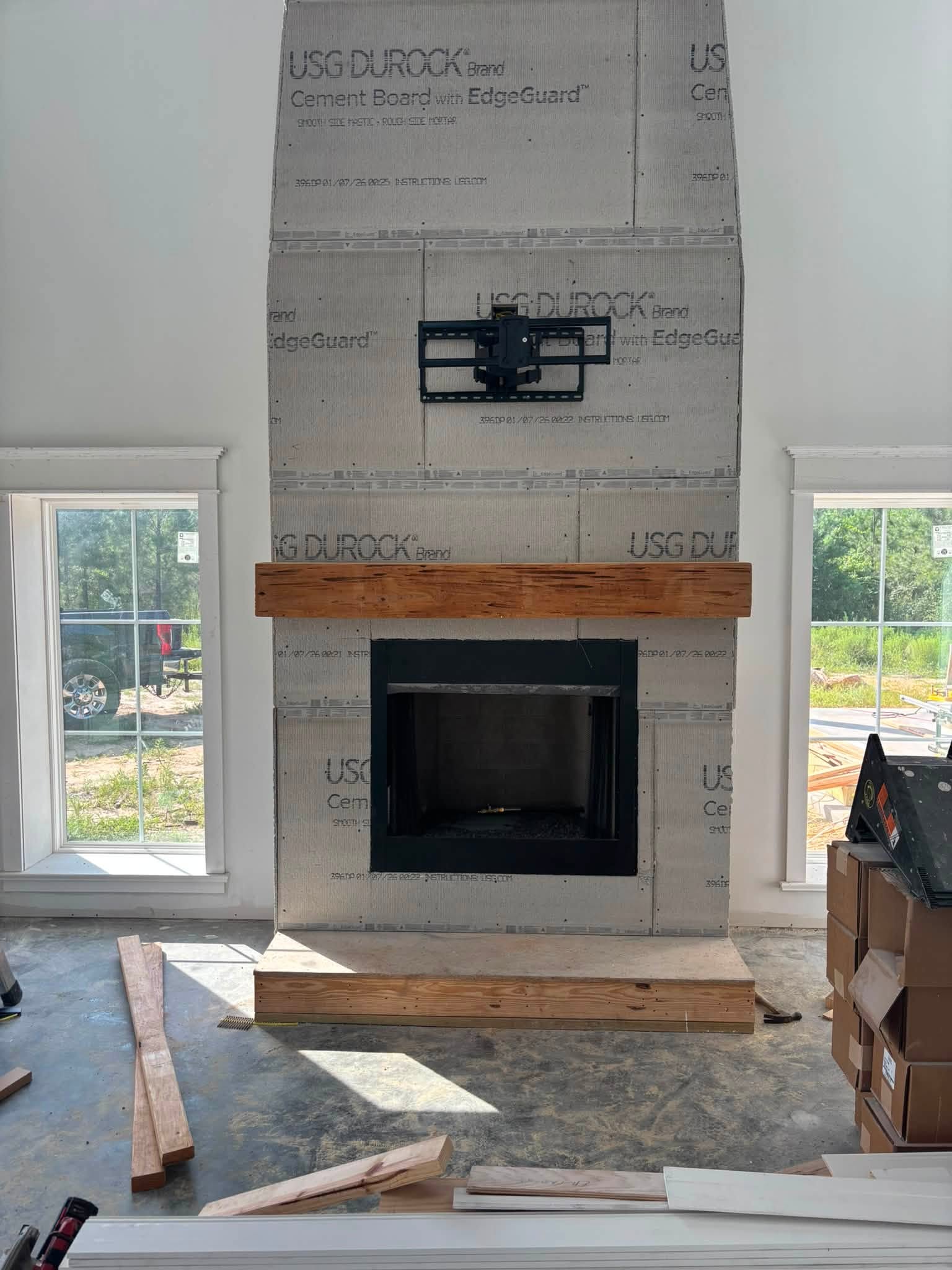 Custom fireplace and mantle