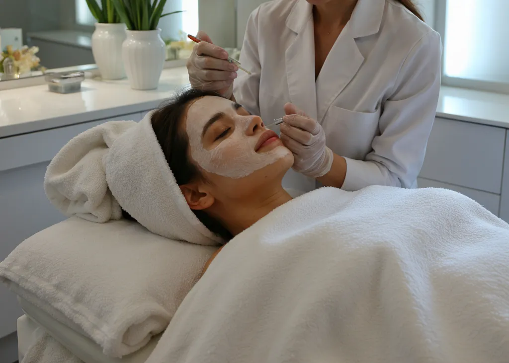 a woman getting her eyelashes done by a professional makeup artist