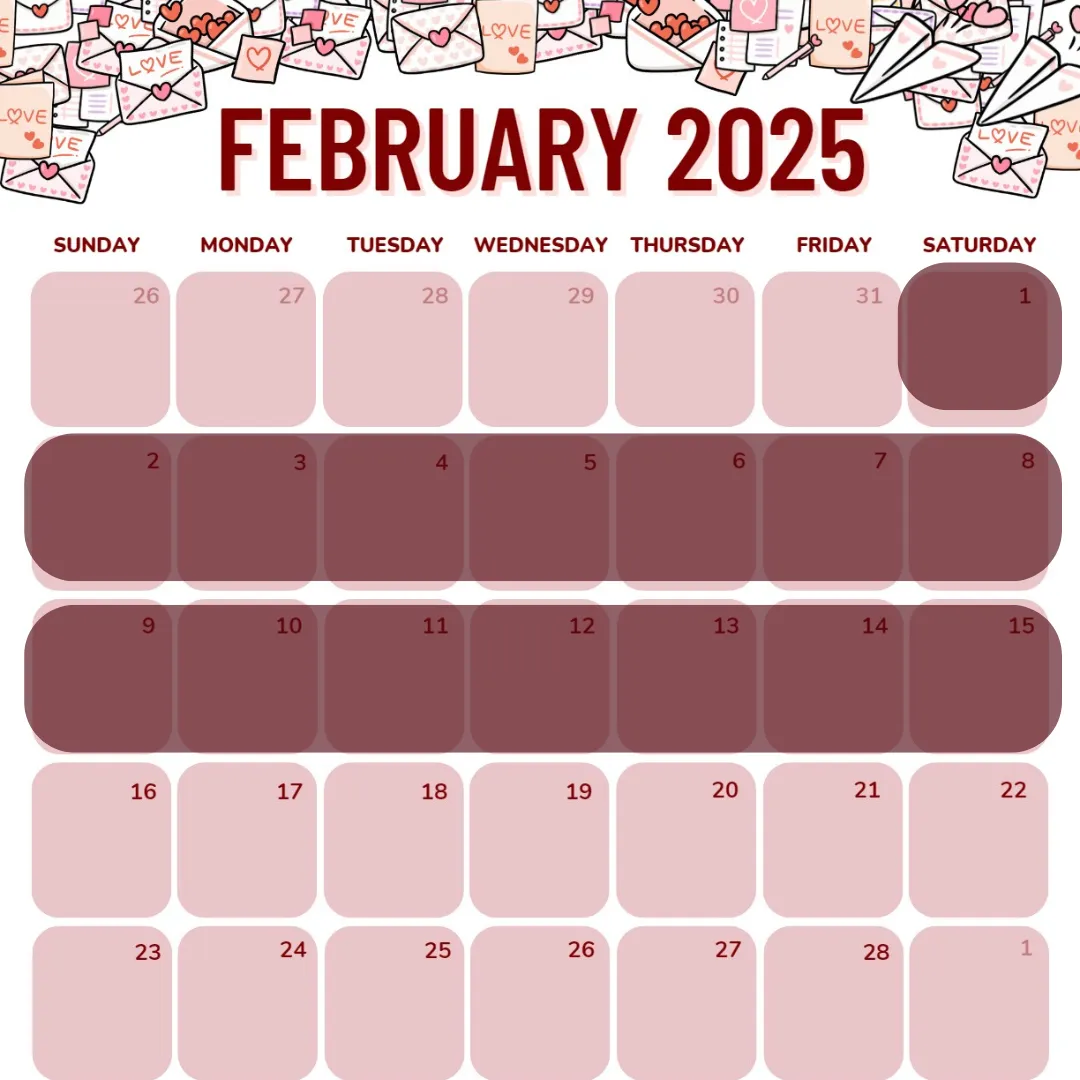November 2024 calendar with 4th to18t date shaded