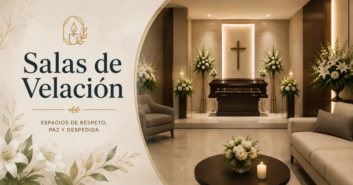 Sala de velación moderna y elegante, diseñada para brindar tranquilidad, respeto y acompañamiento durante la despedida de un ser querido.