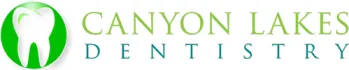 Logo for Canyon Lakes Dentistry, showing a tooth icon with blue and green text