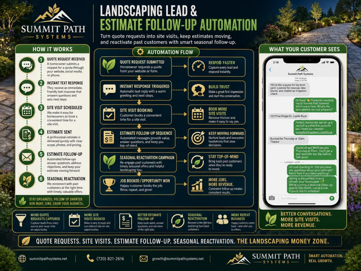 Landscaping estimate follow-up automation workflow for Summit Path Systems.