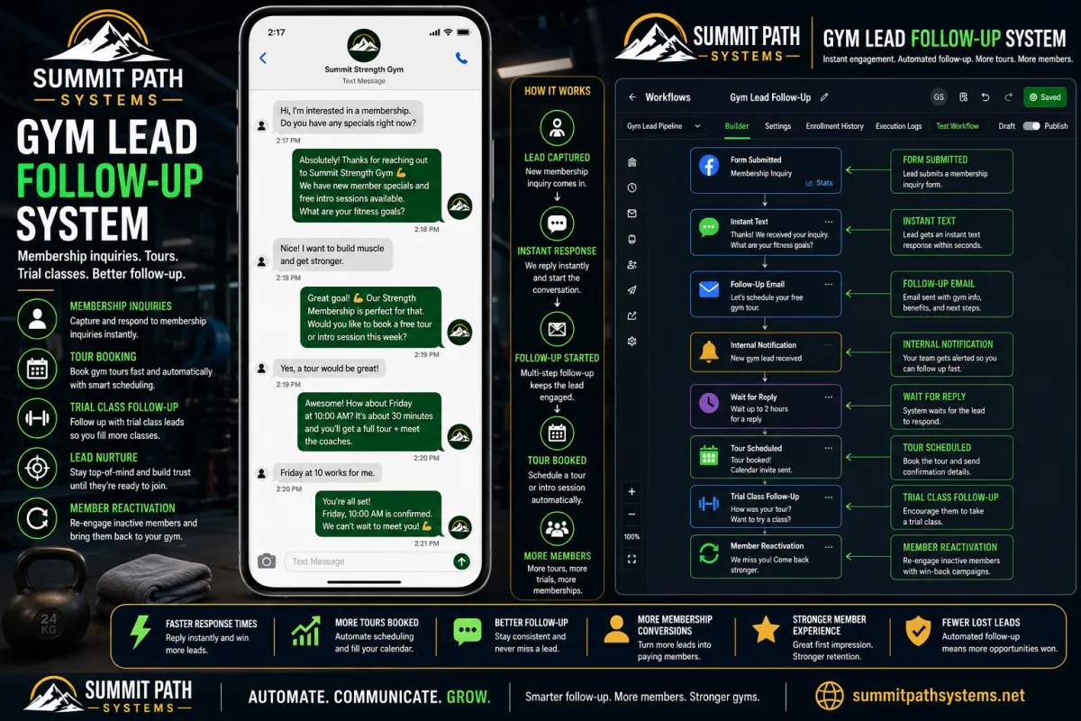 Gym Lead Follow-Up Automation workflow for Summit Path Systems.