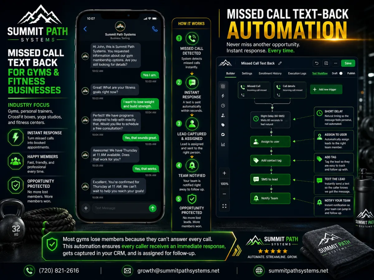 Gym Missed Call automation workflow for Summit Path Systems.g