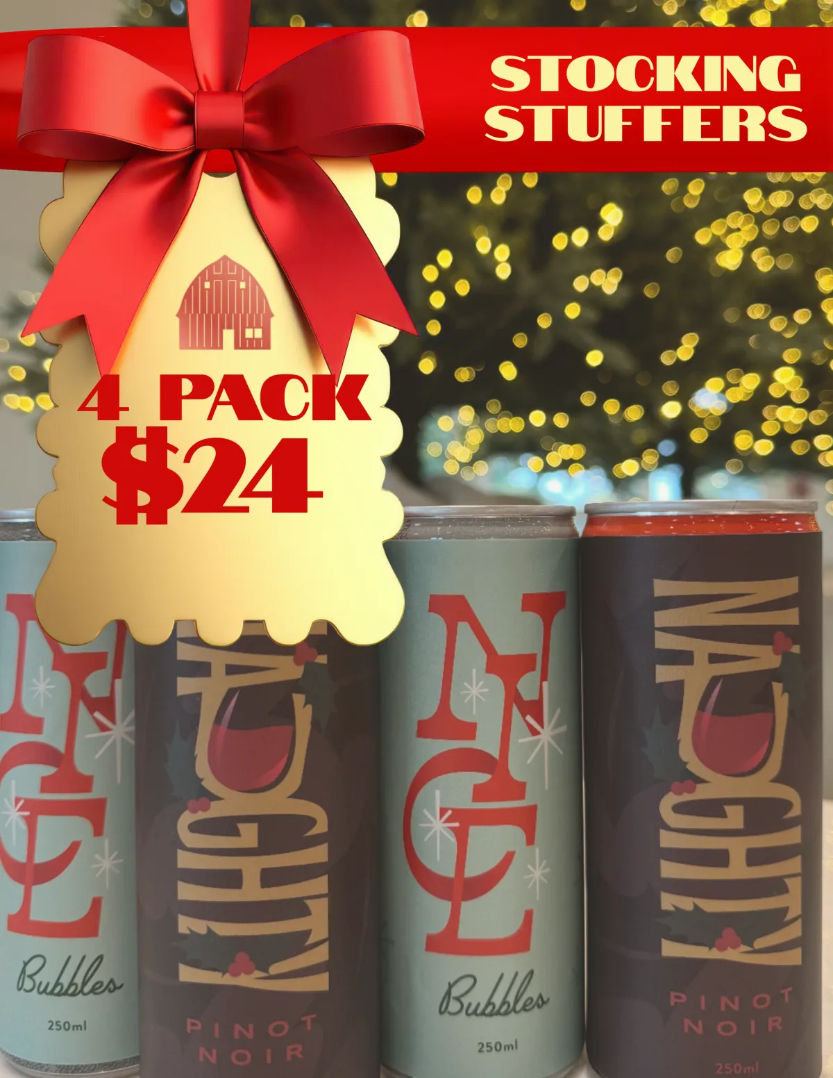 Canned Wine Christmas Themed 