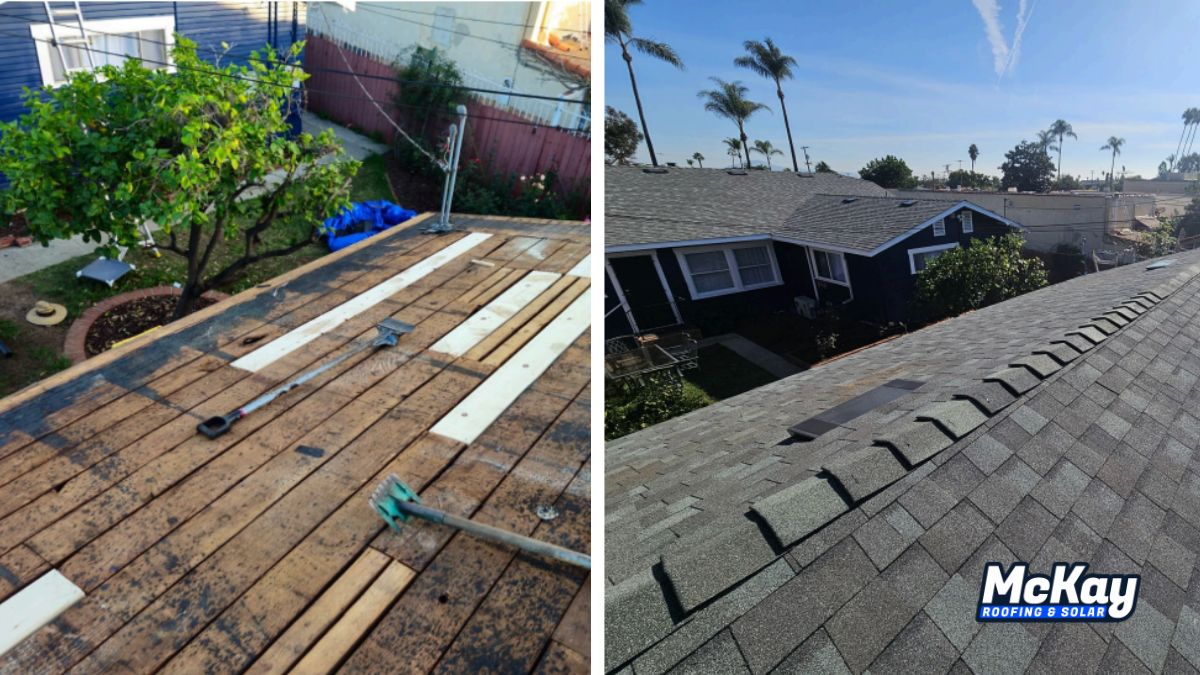 City Heights San Diego roof replacement installing new asphalt shingles on 45th Street by McKay Roofing and Solar