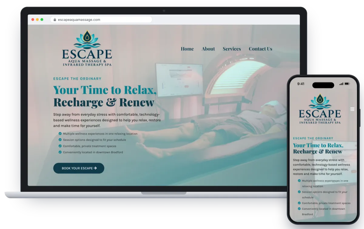Escape Aqua Massage website by Barclay Mountain