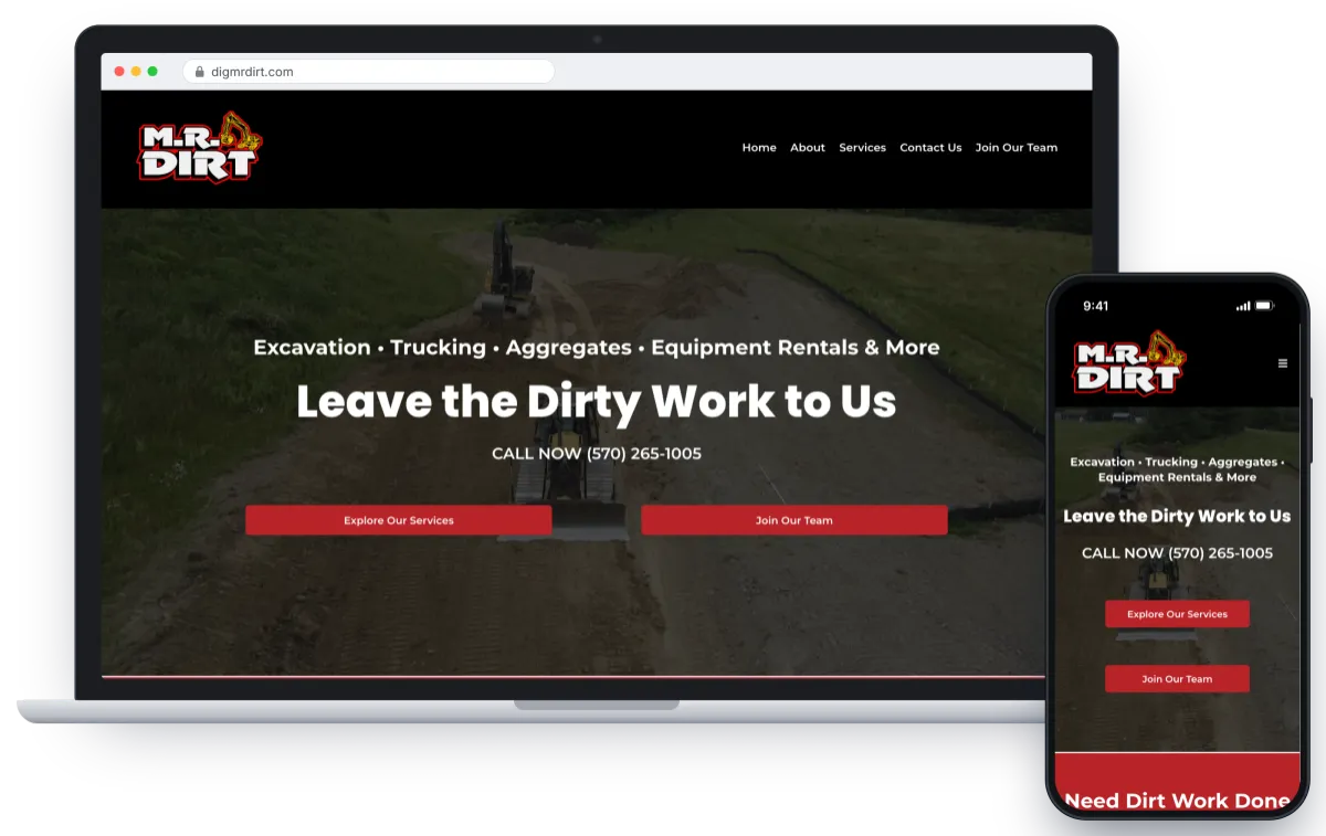 M.R. Dirt excavation website by Barclay Mountain