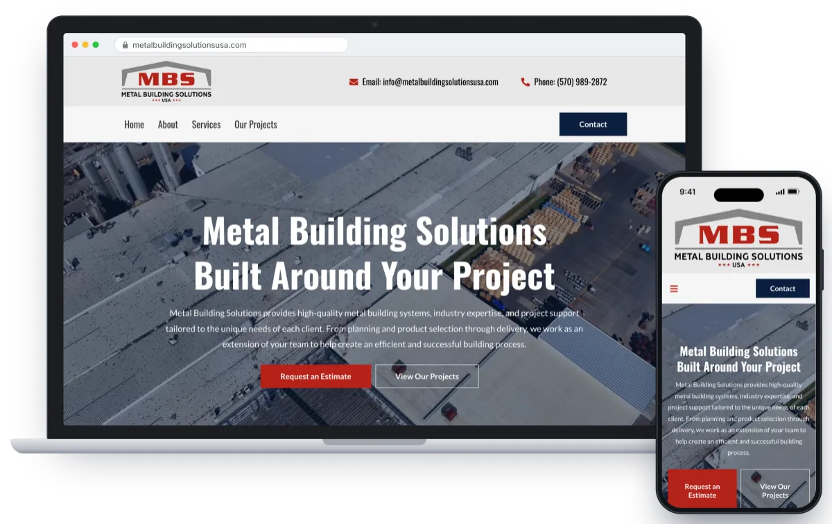 Metal Building Solutions website by Barclay Mountain