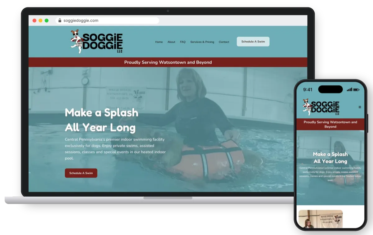 Soggie Doggie dog swimming website by Barclay Mountain