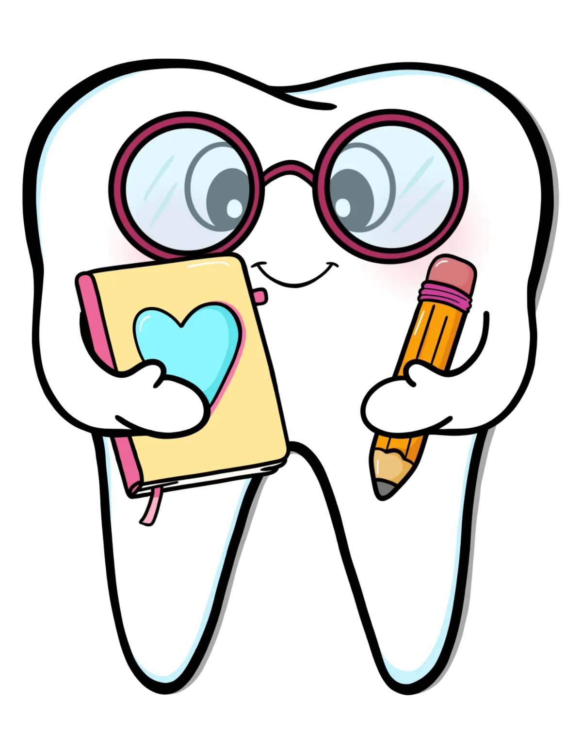 A smiling cartoon tooth named Chomp, wearing glasses and holding a notebook and pencil, stands next to playful text introducing Chomp as a new recruit for The Tooth Fairy Agency. Decorative stars and #FairyTaleMoments surround the scene.