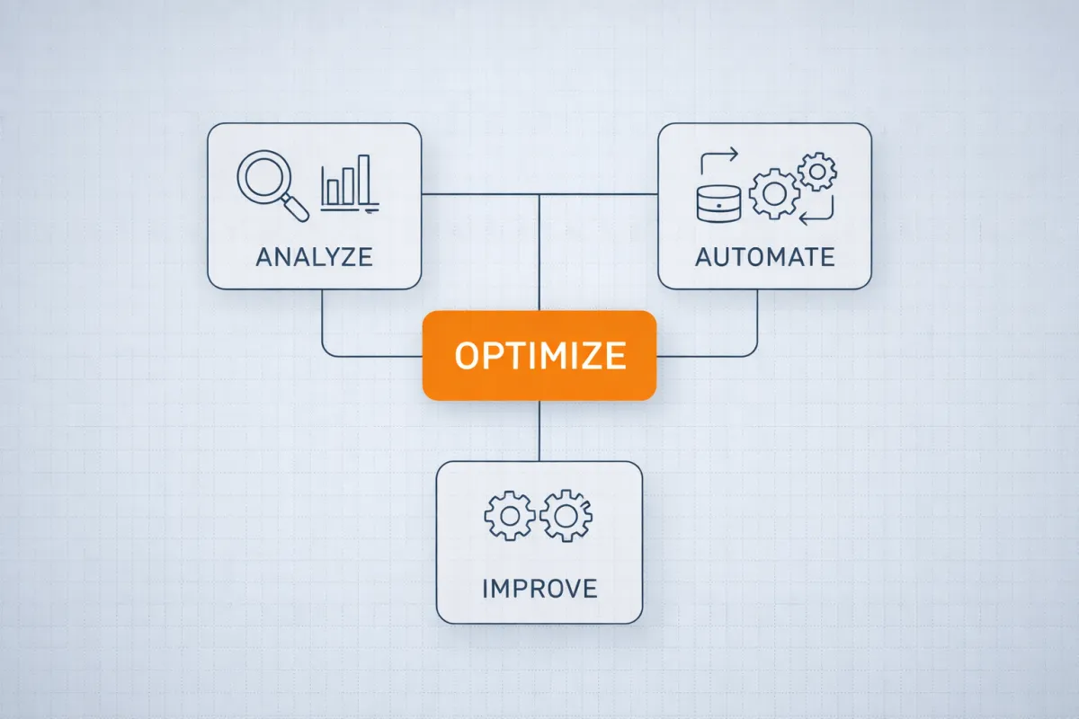 Operational improvement consulting process diagram showing workflow optimization