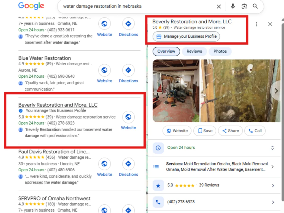water damage restoration in nebraska rankingin locall map pack