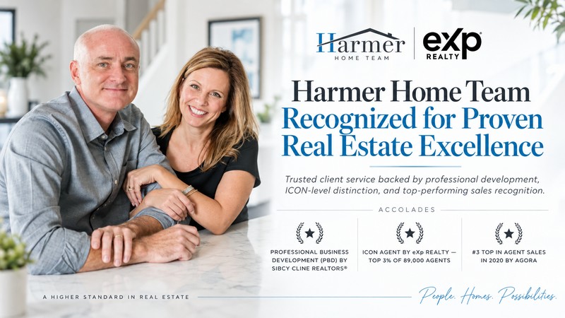 Harmer Home Team of eXp Realty marketing graphic with real estate award accolades