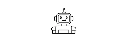 Robot in arrow icon 1450 x140