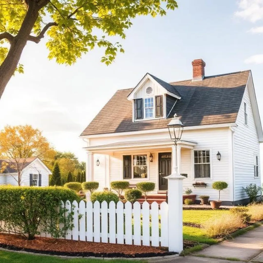 Charming single-family home with a white picket fence and landscaped yard in a quiet neighborhood, representing a property that may be listed for sale in the traditional housing market