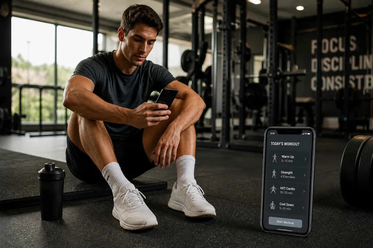 online personal training using workout app in gym