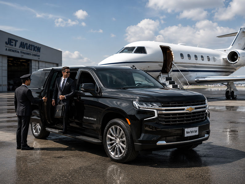 Luxury SUV at airport dropoff