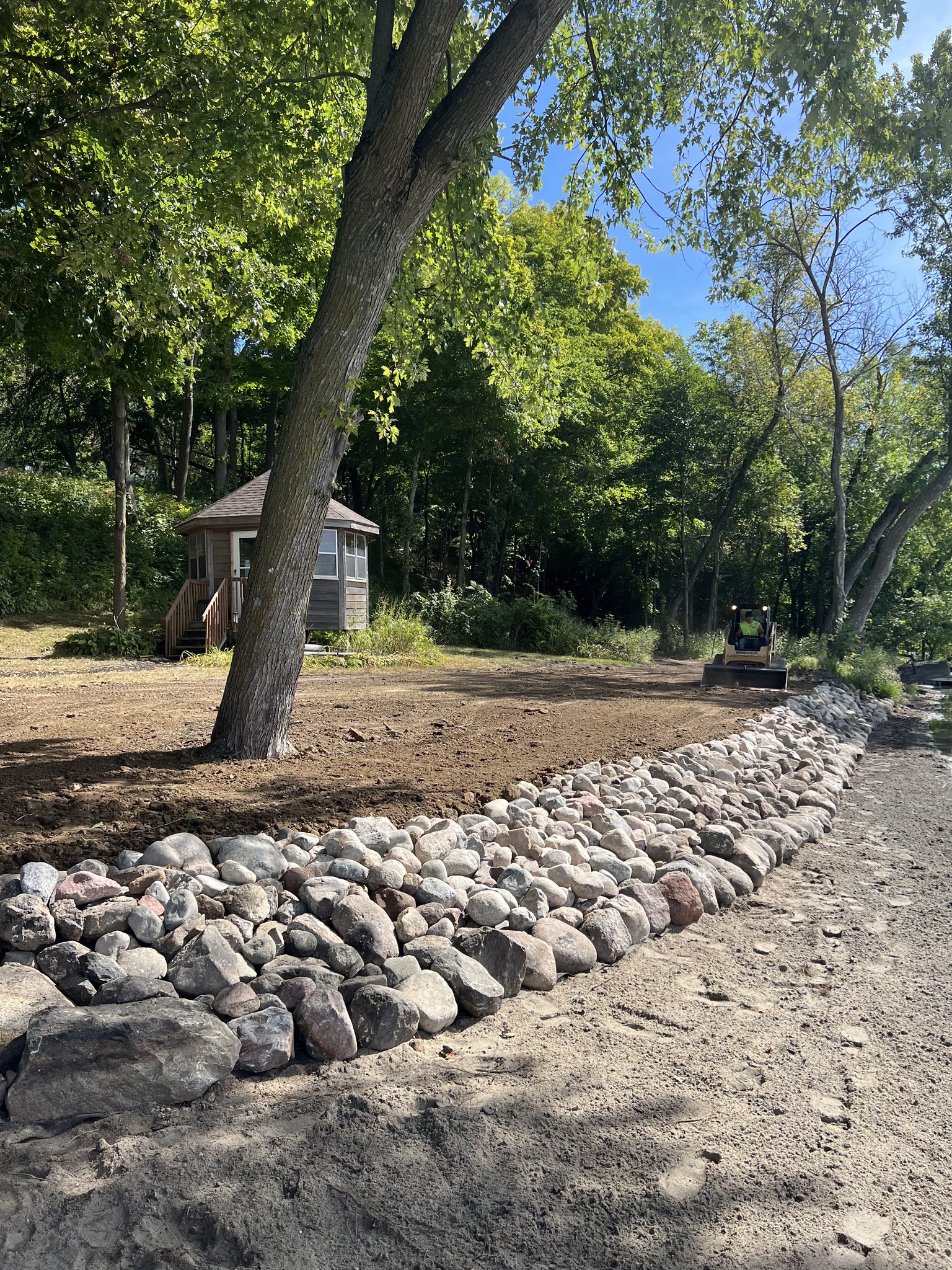Shoreline rip rap installation Clear Lake MN
