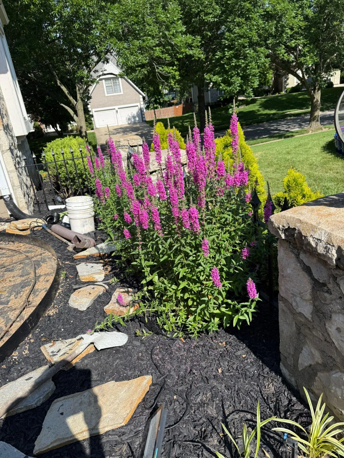 Newly installed flower beds and garden design for a home in KS & MO