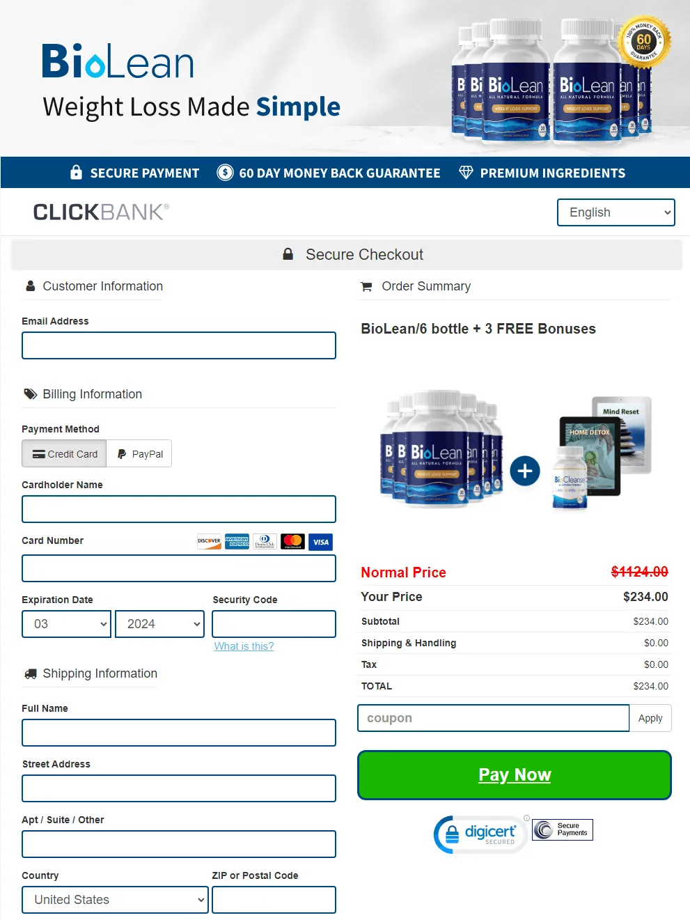 biolean_secure checkout page