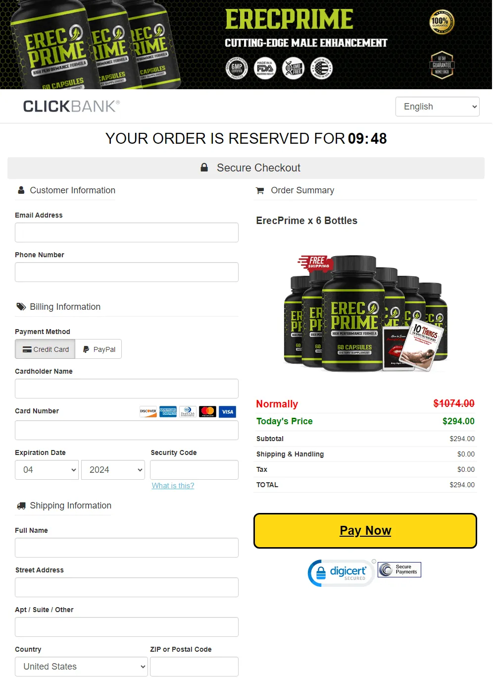 ErecPrime_secure checkout page