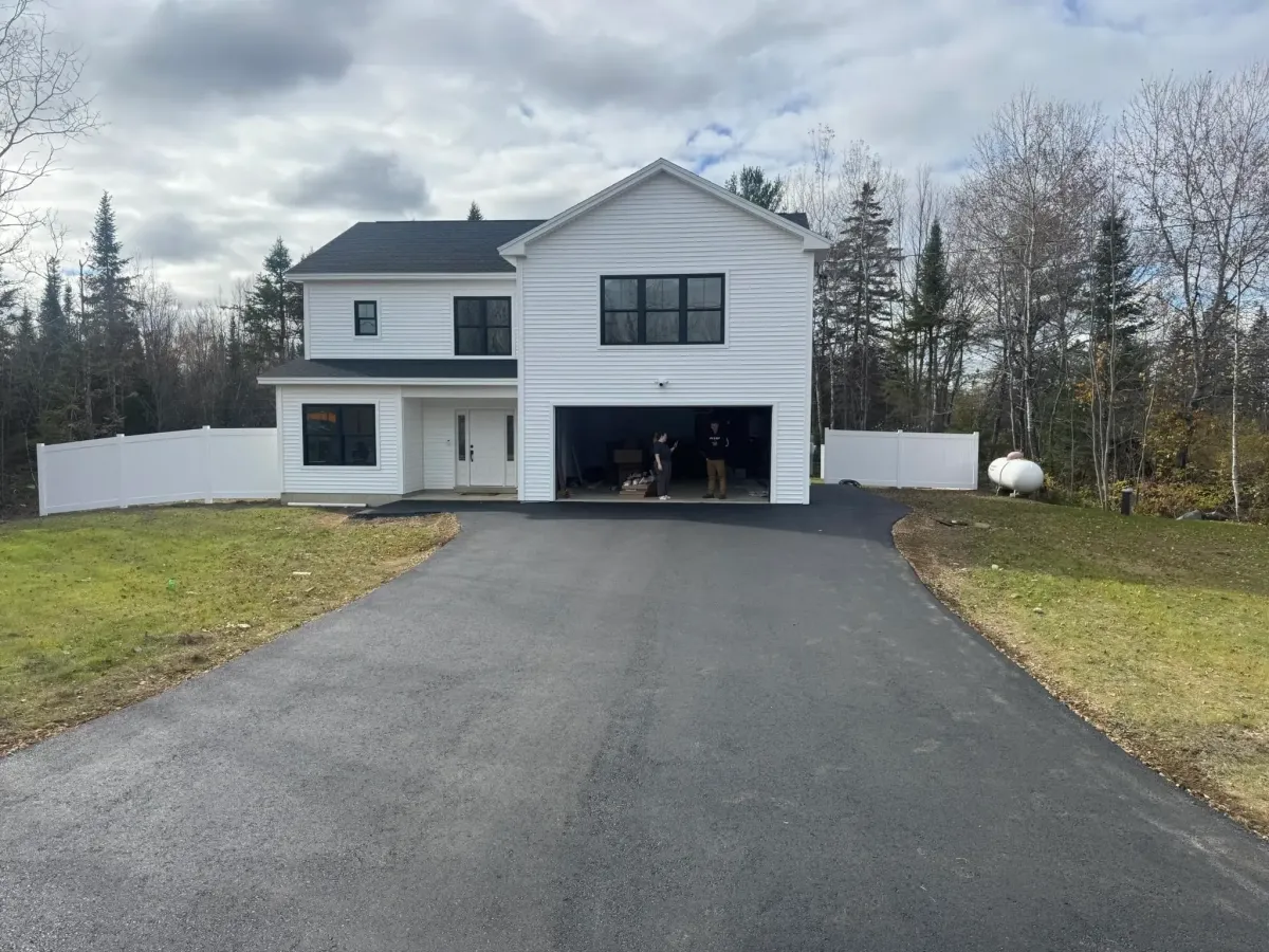 Newly sealcoated driveway in Bangor, Maine