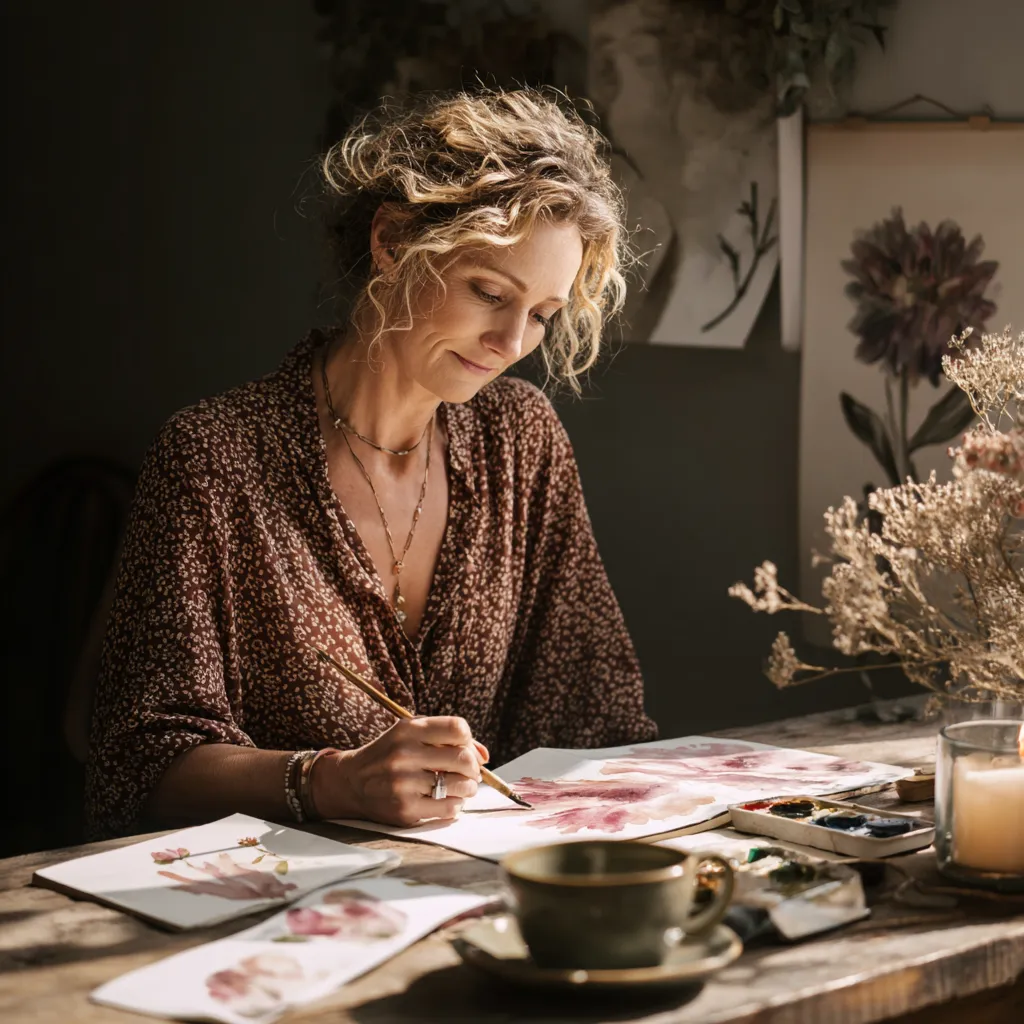 Soft botanical watercolour illustration evoking faith and creativity