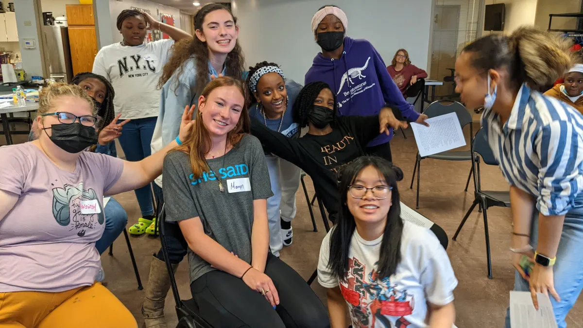 Group of teens posing for photo during TWTS weekend