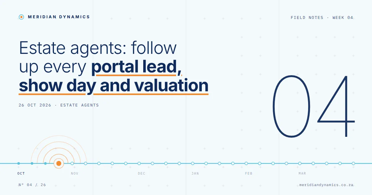 Estate agents: follow up every portal lead, show day and valuation