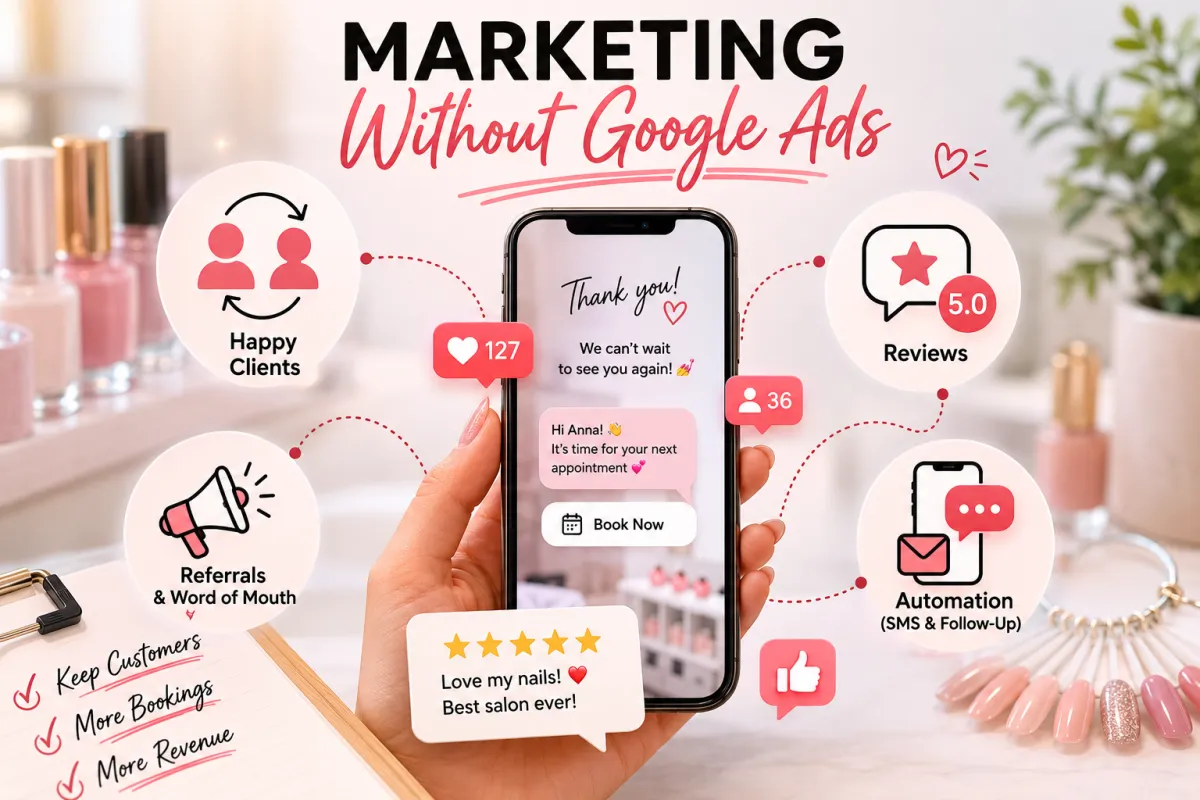 Nail salon marketing system without Google Ads