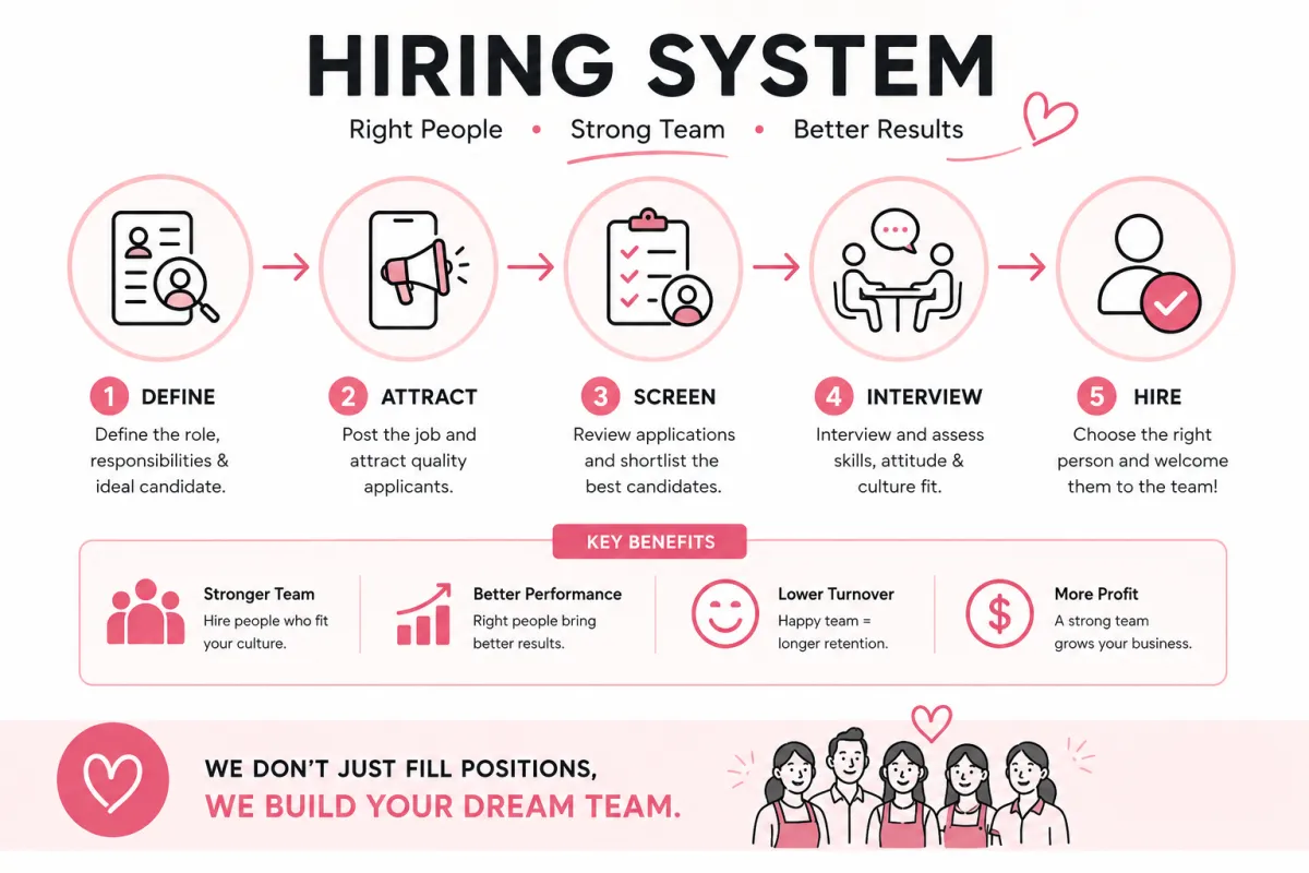Hiring system for nail salons
