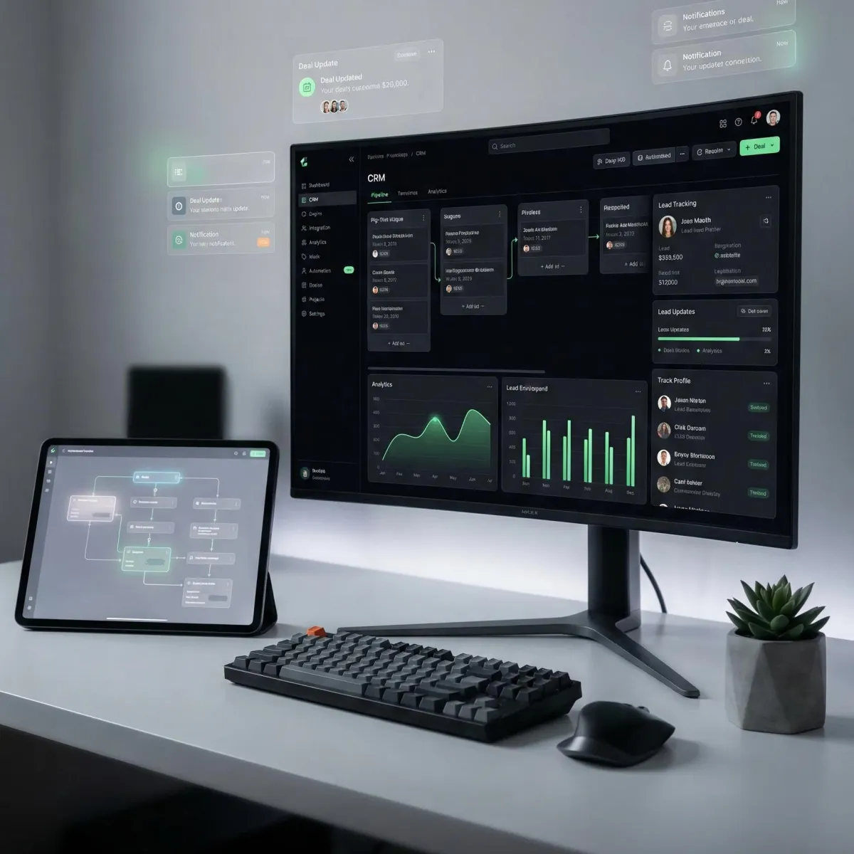 Modern CRM and marketing dashboard interface