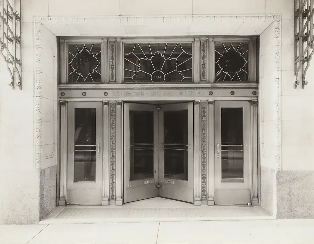 Front of art deco building