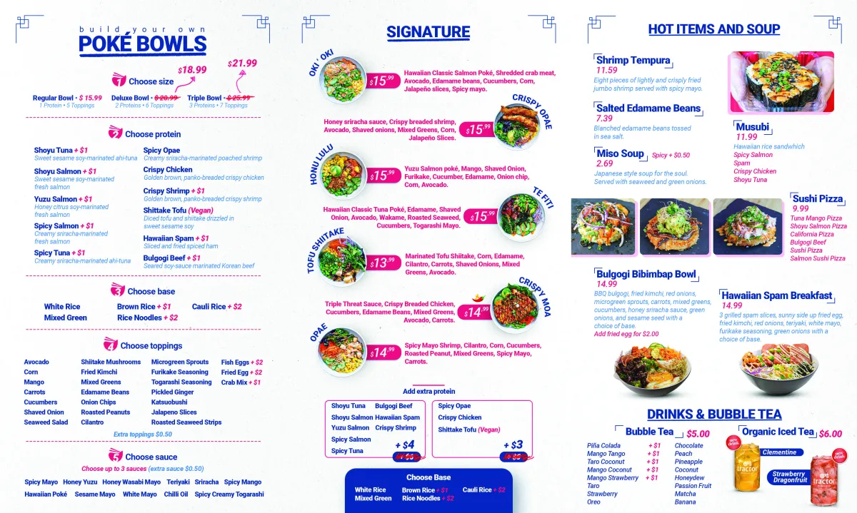 Honu Poke Menu