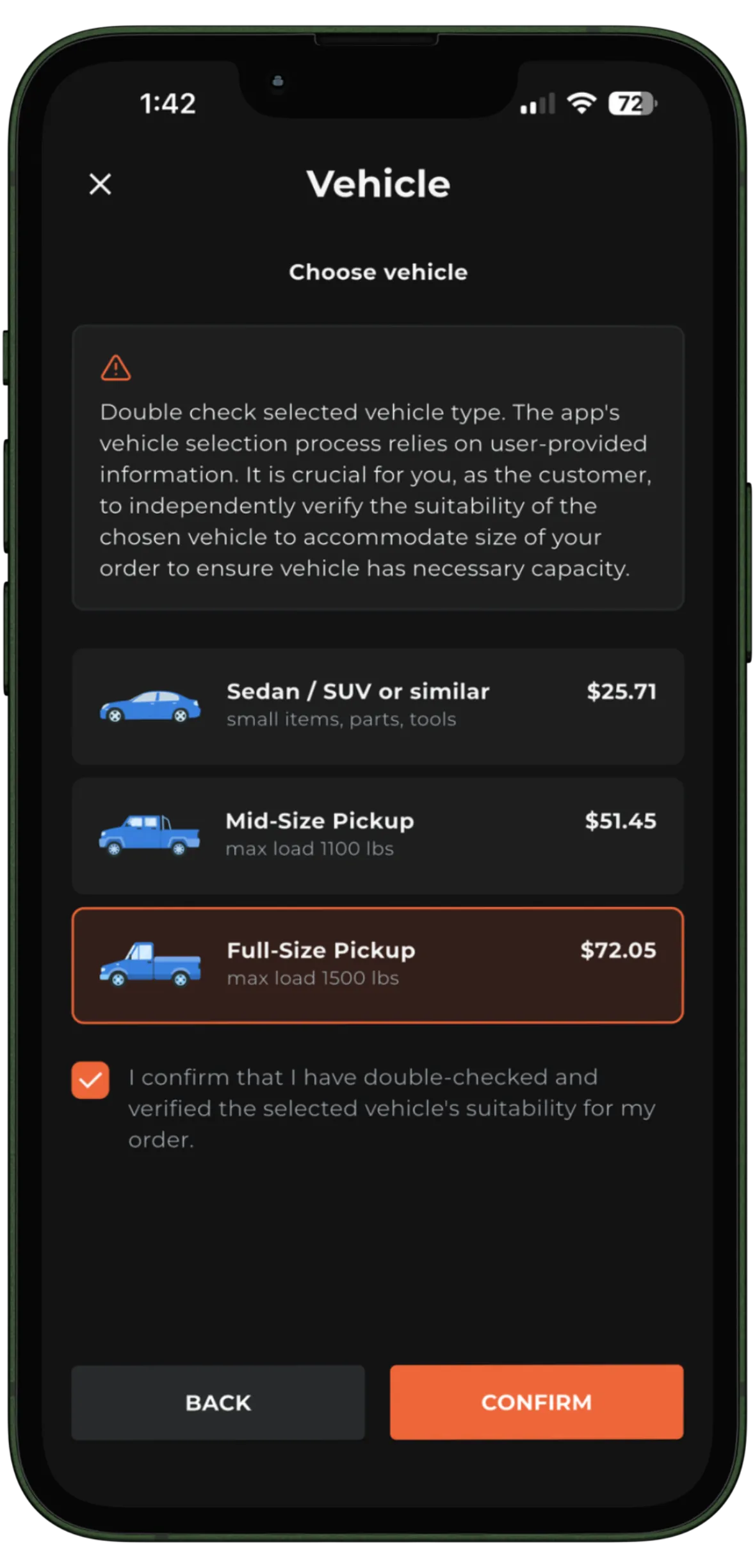 Vehicle Selection